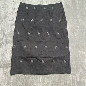 Vintage CLIO Pencil Skirt Women’s 10 Grey Embroidered Knee Length Office Career